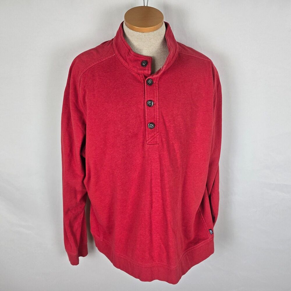 Cutter & Buck Knit Sweatshirt Men's XXL 3 Button Long Sleeve Mock Neck Red